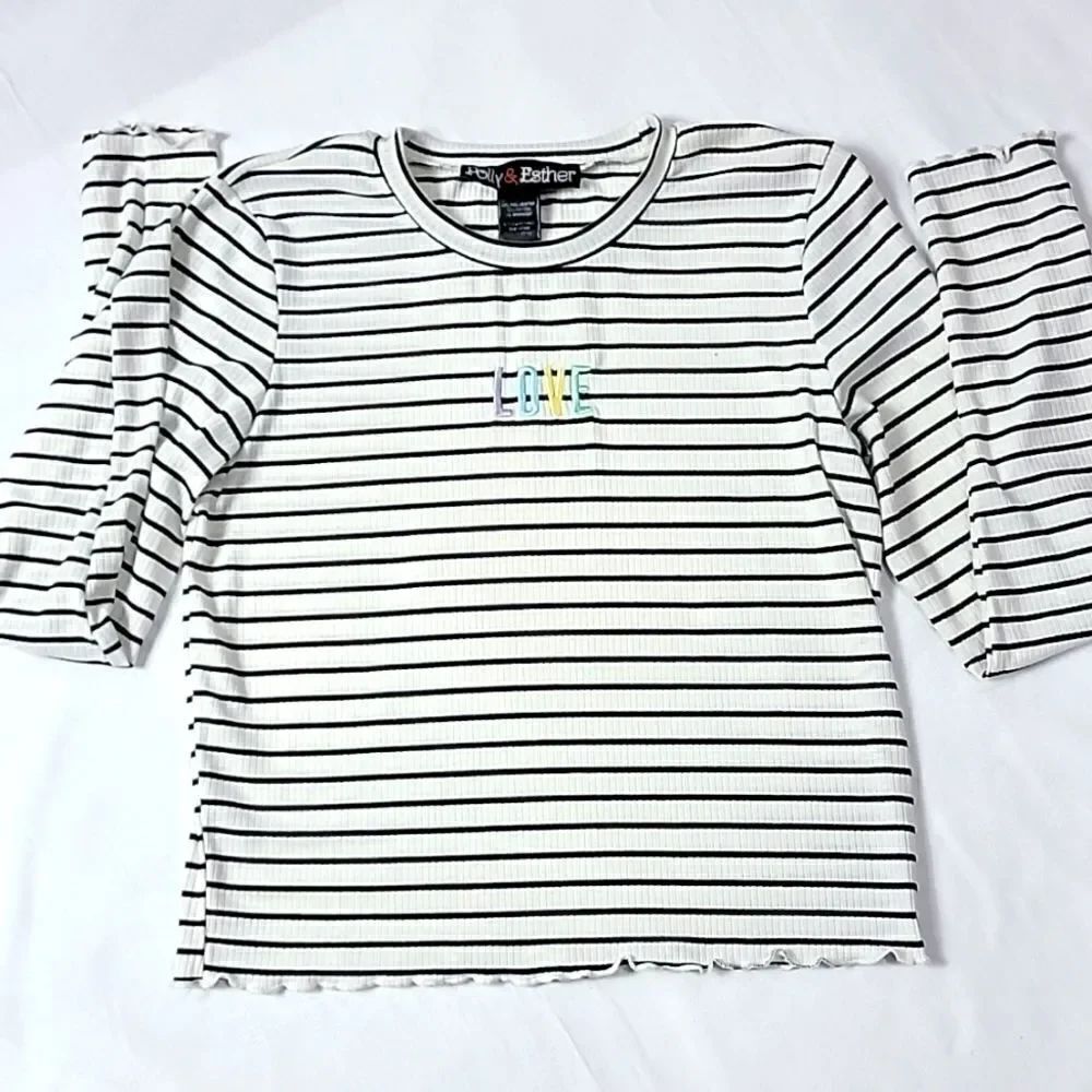🖤 5/$20 🖤 POLLY & ESTHER.. striped, ribbed, long sleeve top..